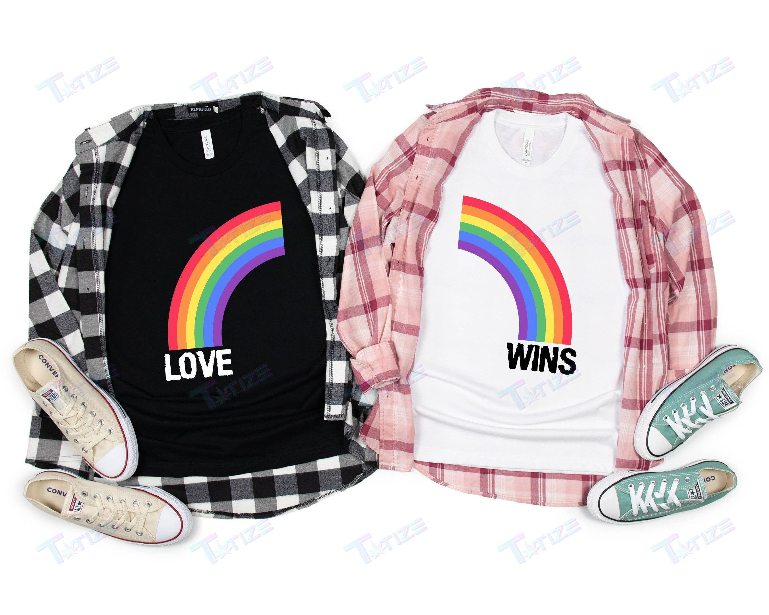 Lgbt Couple Matching Shirt Love Wins Graphic Unisex T Shirt, Sweatshirt, Hoodie Size S – 5Xl