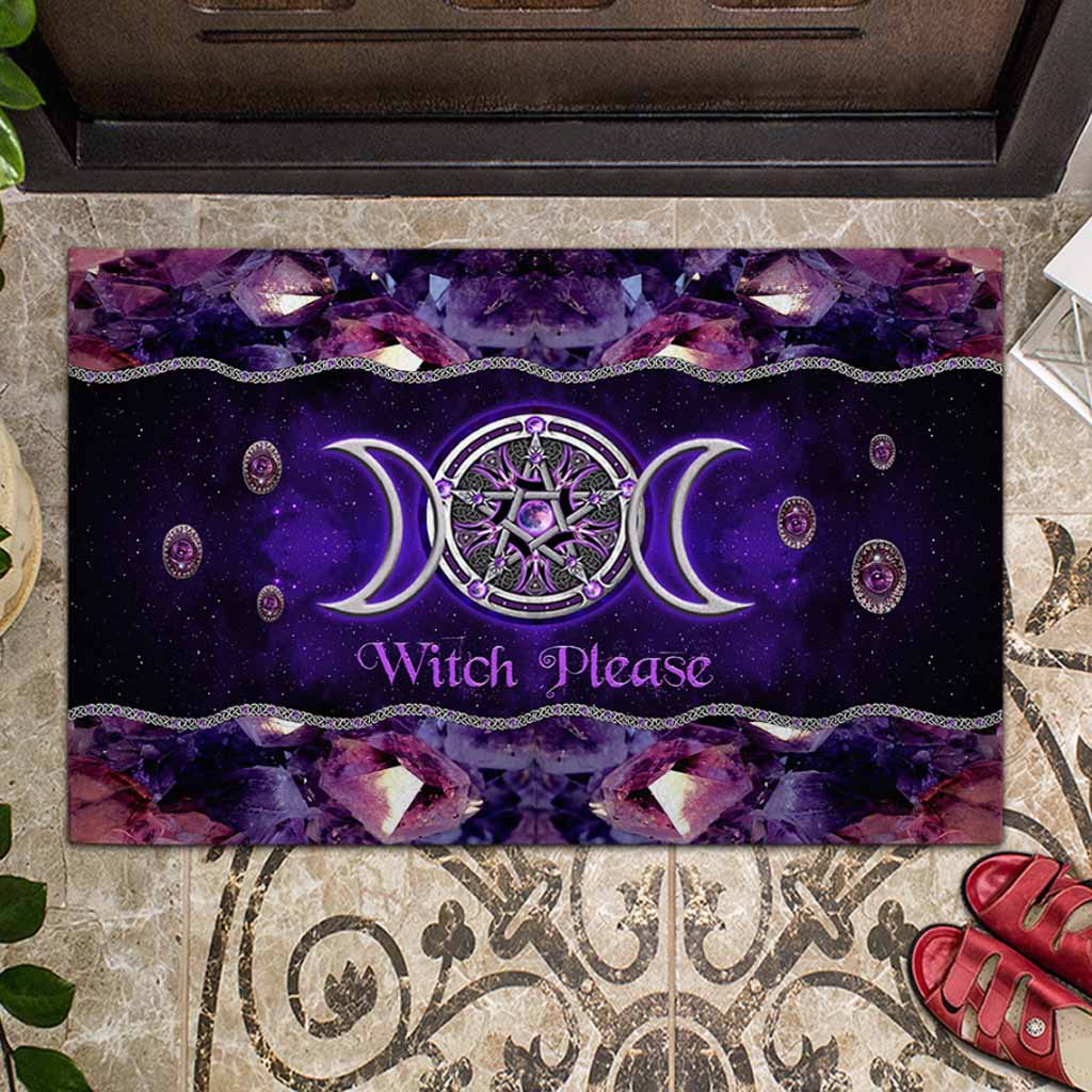 Witch Please Purple Triple Moon Witch 3D Printed Doormat