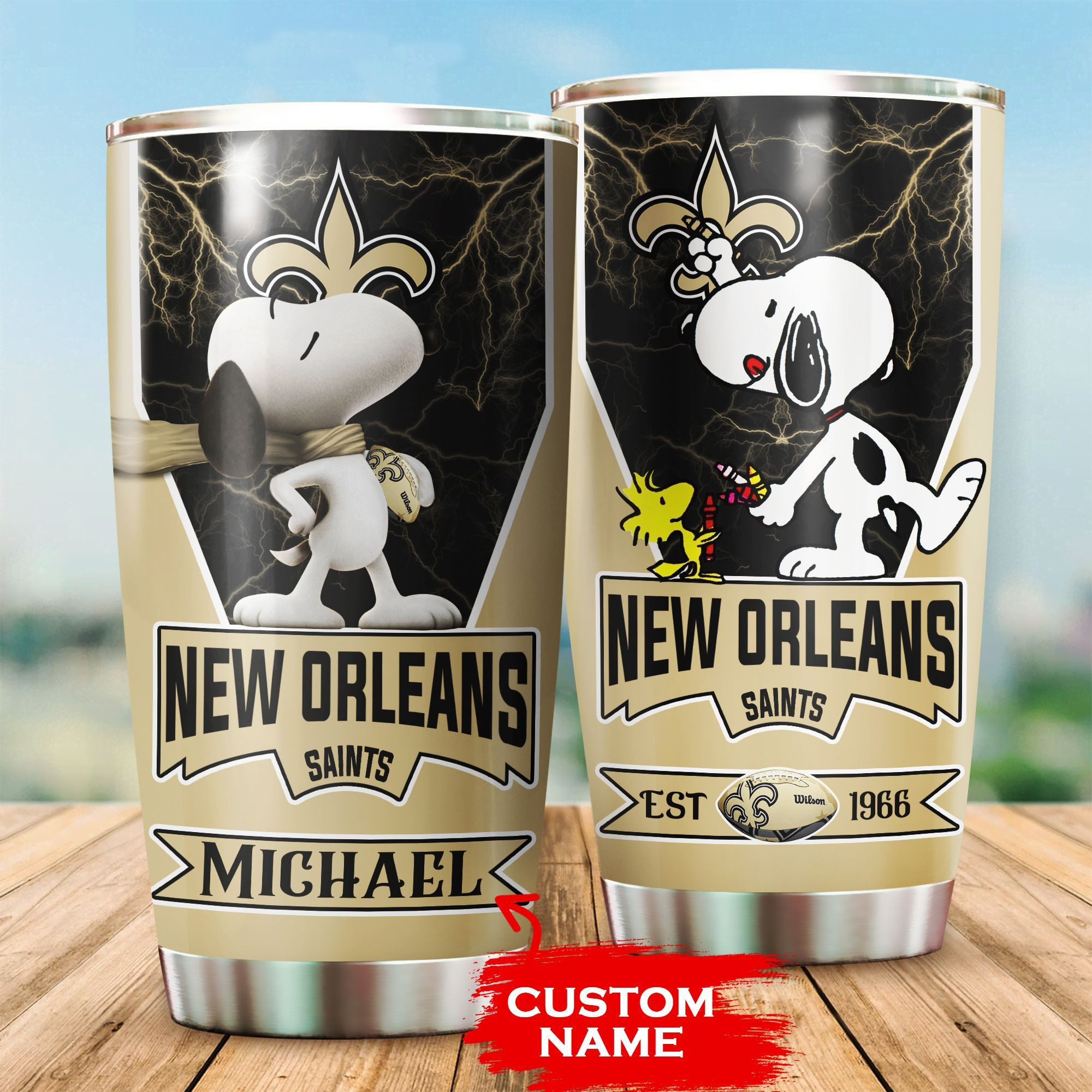 Personalized New Orleans Saints Snoopy All Over Print 3D Tumbler