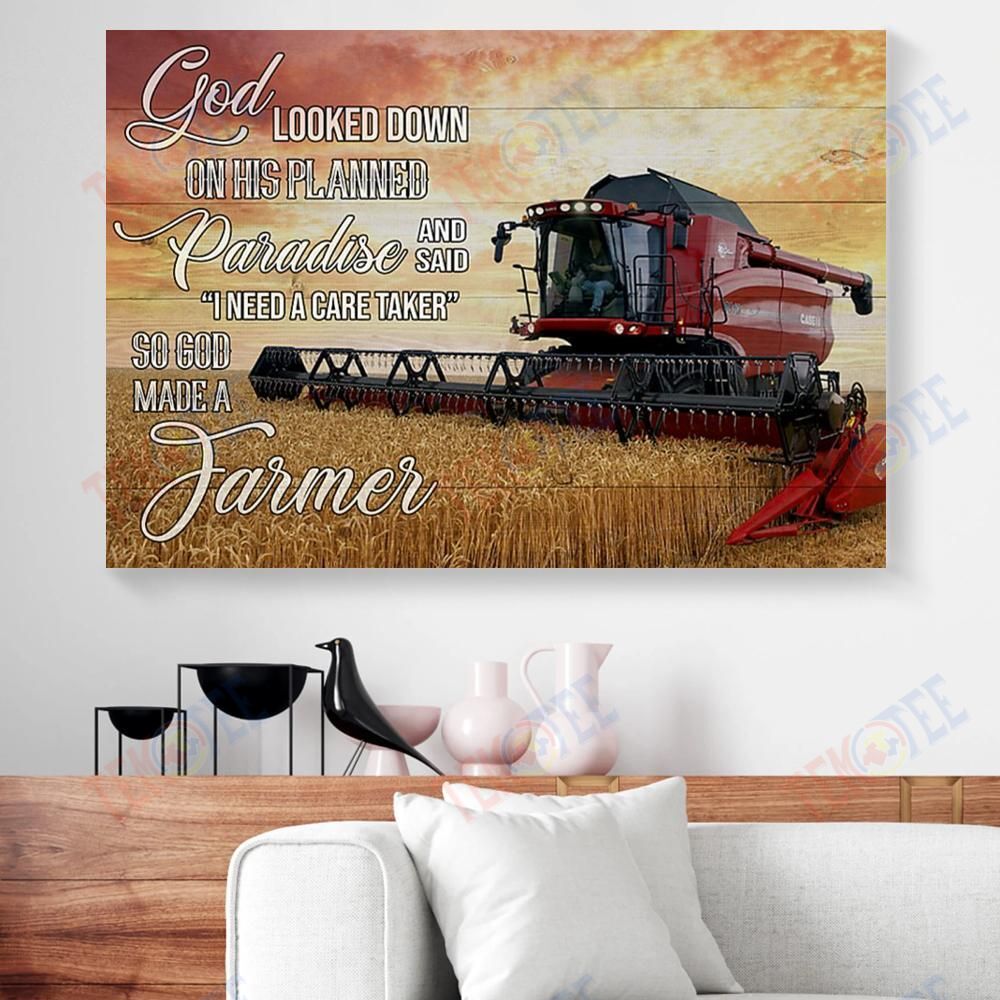 Canvas Wall Art God Looked Down On His Planned Paradise Tractor Farmer Canvas Wall Art Beautiful Living Room Bedroom Bathroom Home Decoration