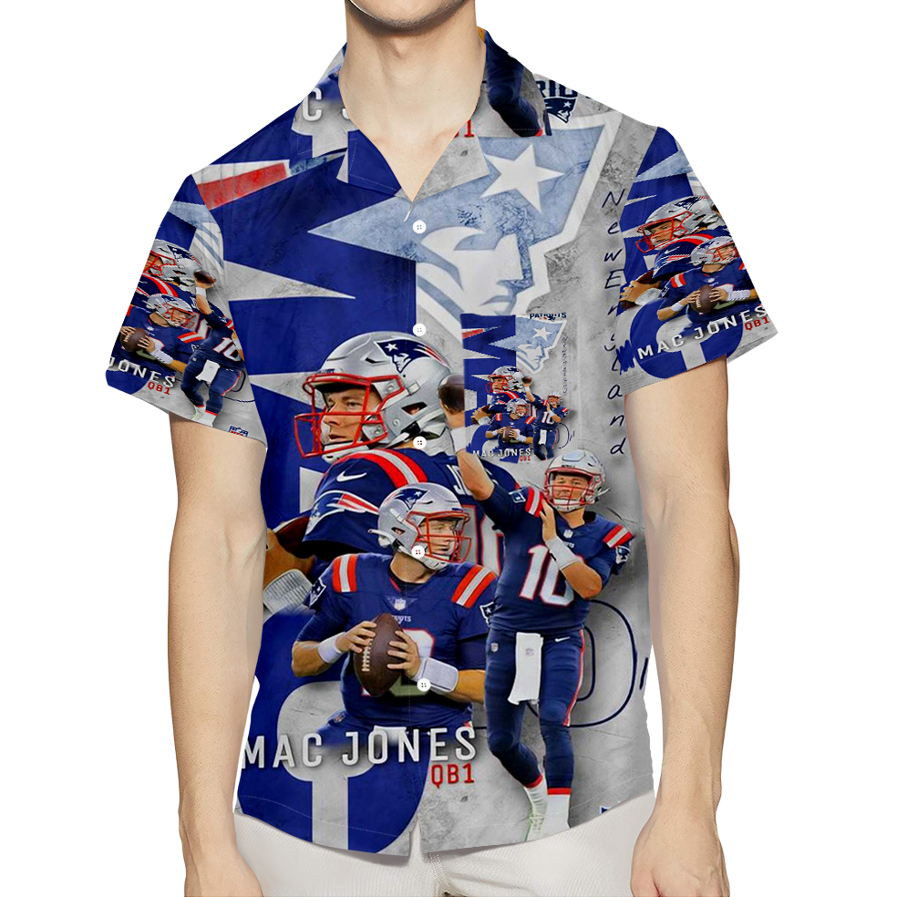 New England Patriots Mac Jones2 3D All Over Print Summer Beach Hawaiian Shirt With Pocket