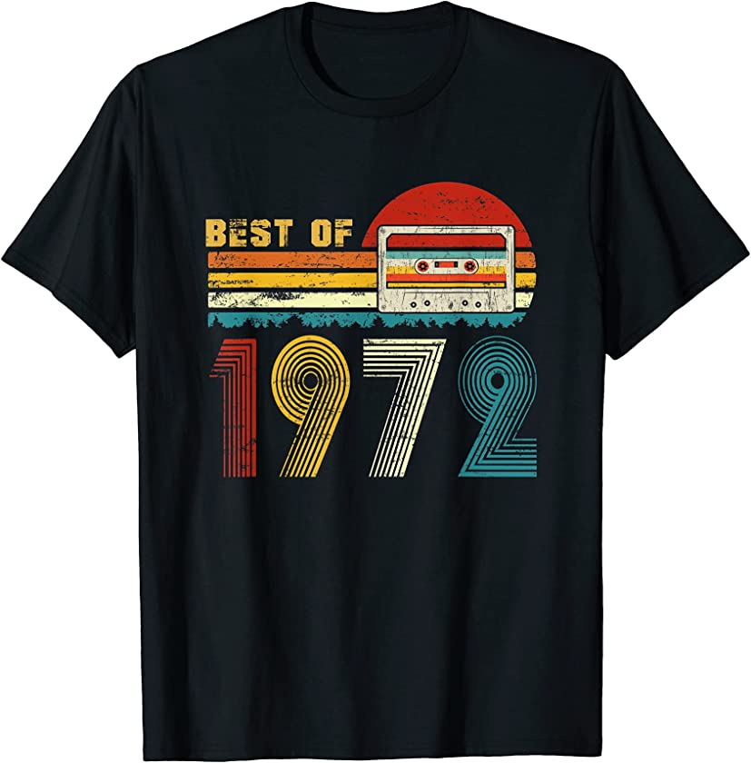 49Th Bday Gifts Best Of 1972 Retro Cassette Tape Vintage T-Shirt