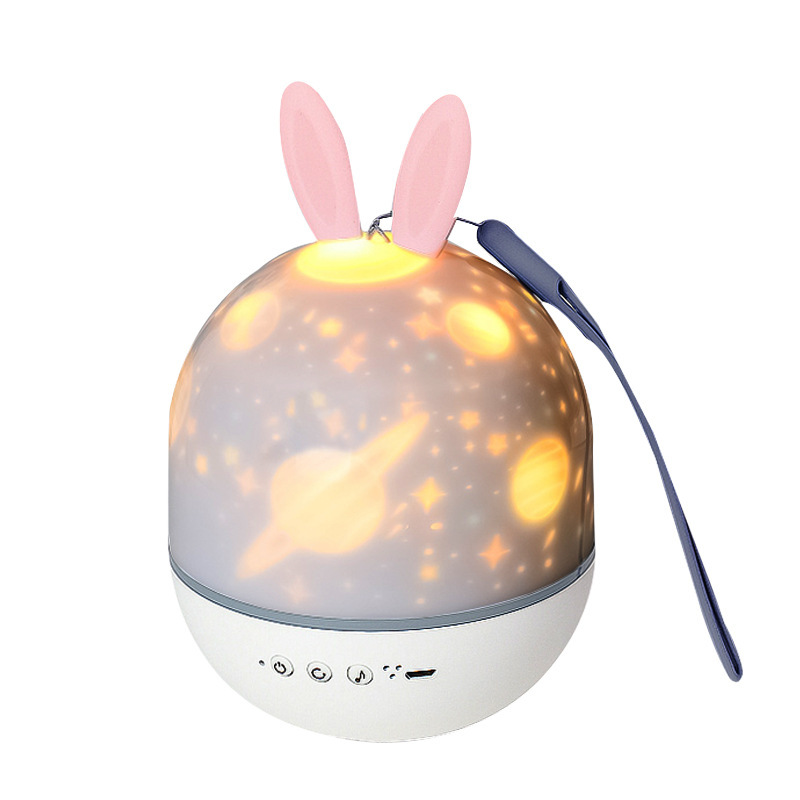 Star 360° Rotating Projector Lamp Rabbit/Deer Night Lights with Music Box Bluetooth Speaker for Baby Kids Bedroom Remote Control alx