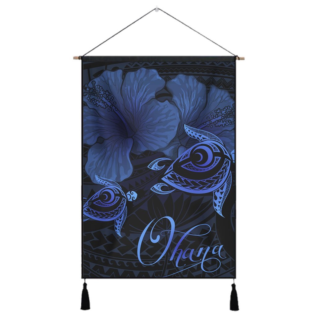 Hawaii Turtle Ohana Hibiscus Poly Hanging Poster - Blue - AH - J4R ...