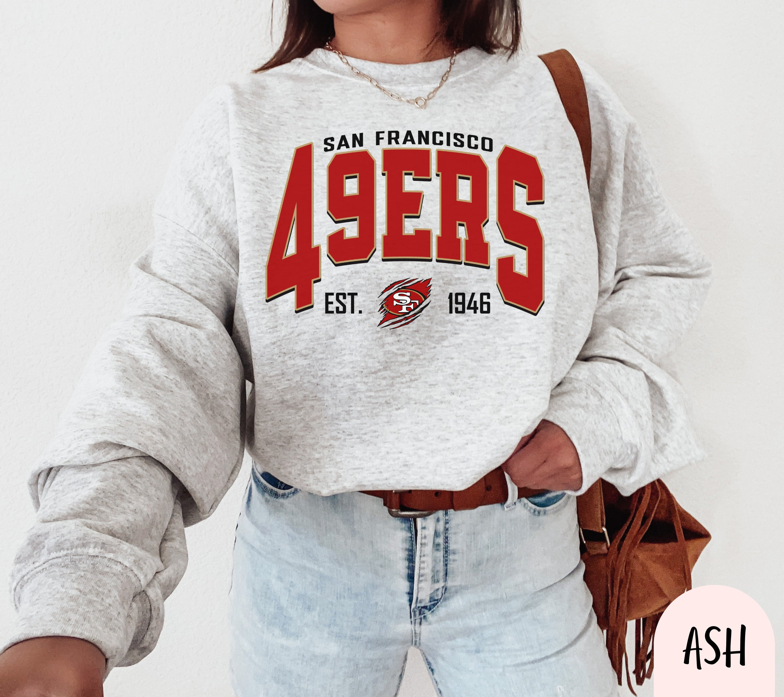 San Francisco Football Sweatshirt SF Football Crewneck Retro Niners Shirt Gift for 49ers Football Fan San Fran 49 Gift Game Day