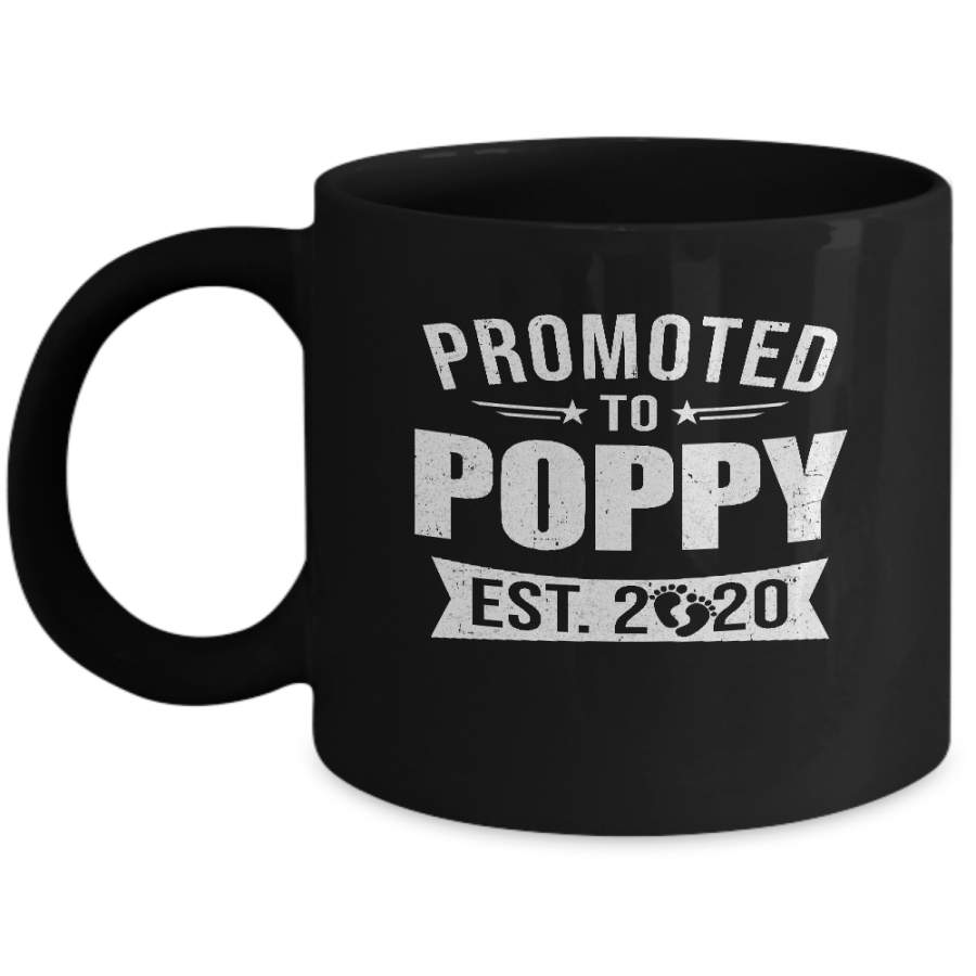 Vintage Promoted to Poppy Est 2020 First New Grandpa Gift Mug