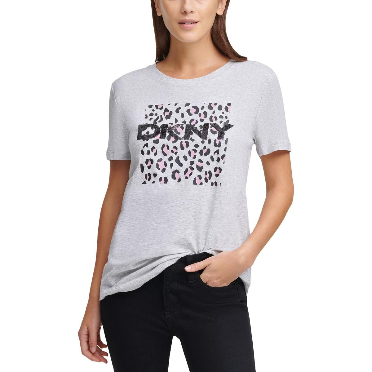 Womens Animal Print Heathered Logo T-Shirt