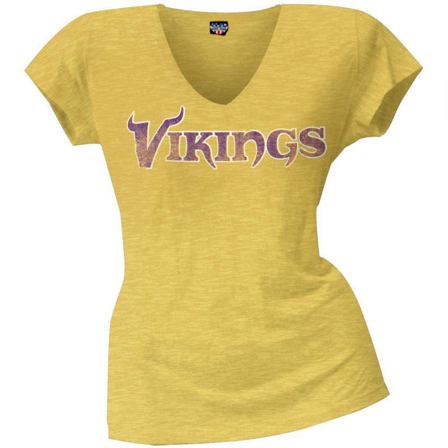 Minnesota Vikings – Scrum Logo Juniors Premium V-Neck T-Shirt