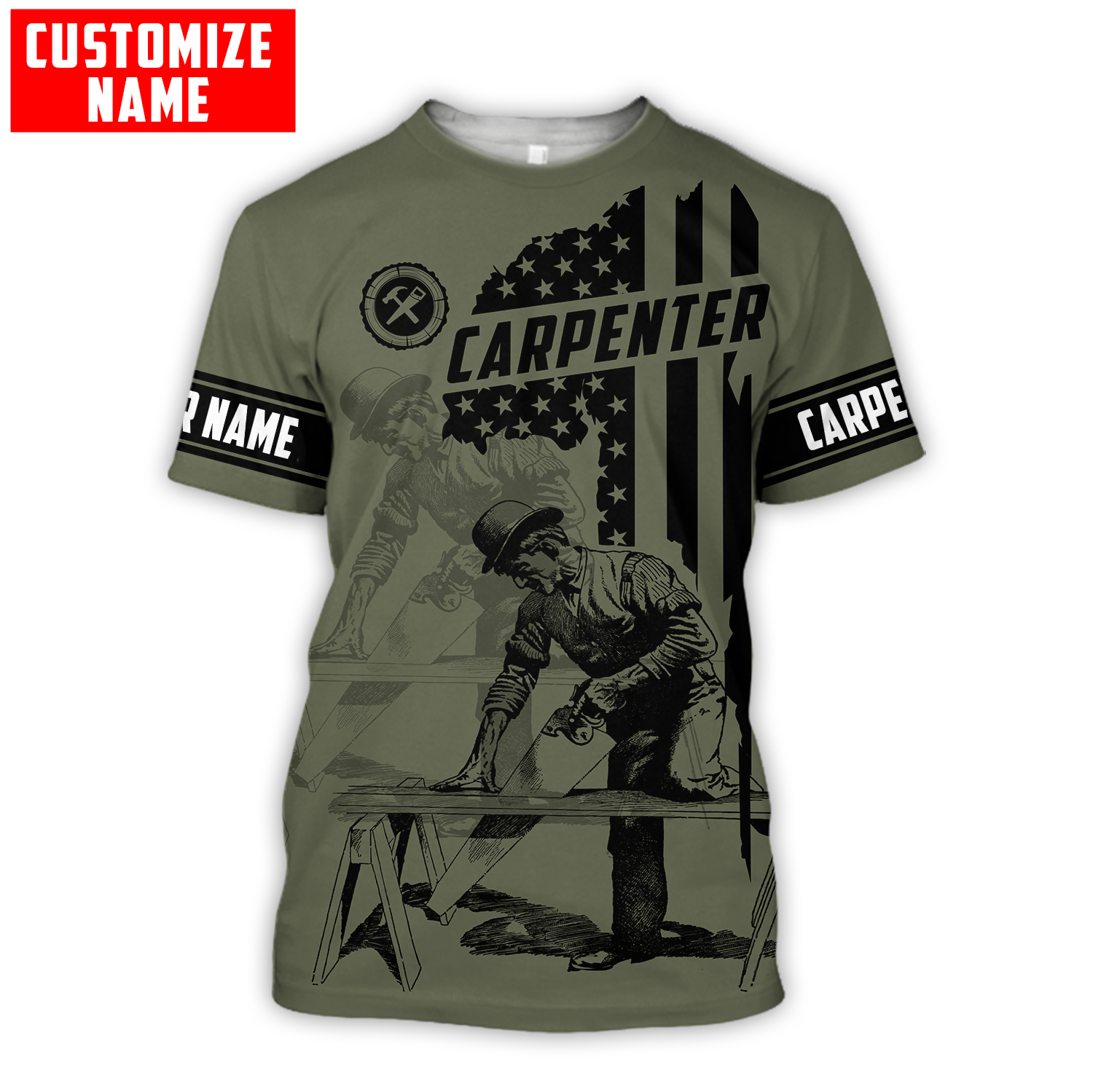 Customized Carpenter Shirt Usa Flag Pattern Proud Work Shirt Carpenter Gifts