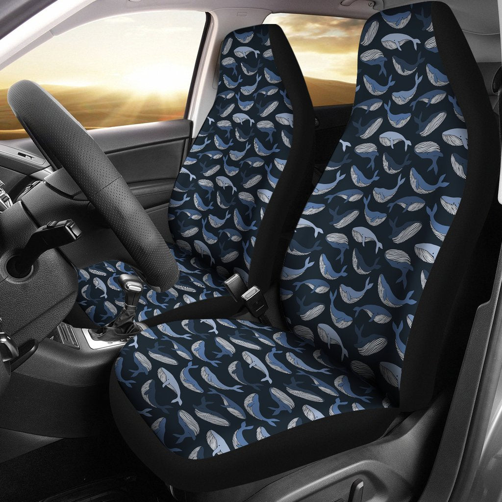 Humpback Whale Pattern Print Seat Cover Car Seat Covers Set 2 Pc, Car Accessories Car Mats