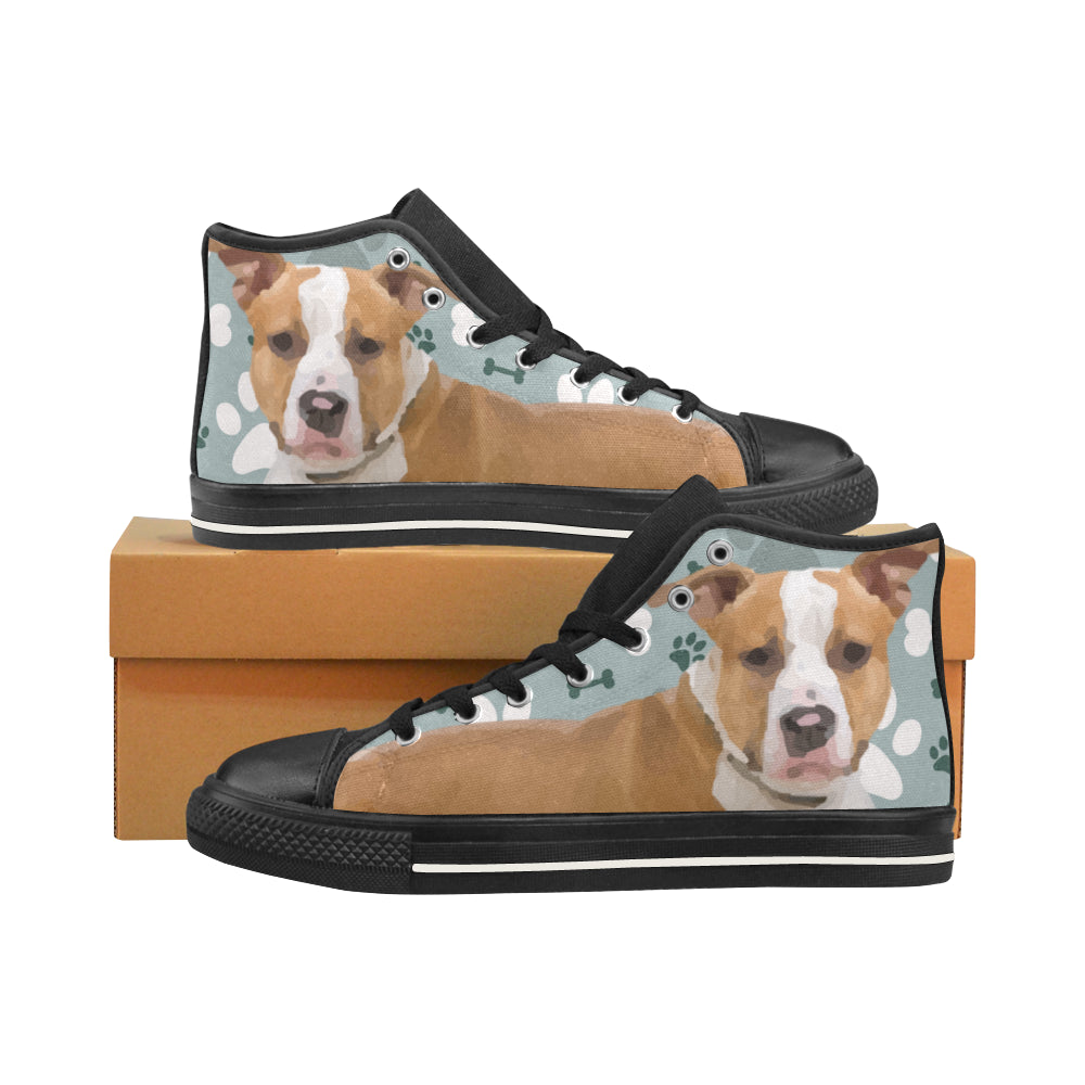 American Staffordshire Terrier Black Men’s Classic High Top Canvas Shoes /Large Size