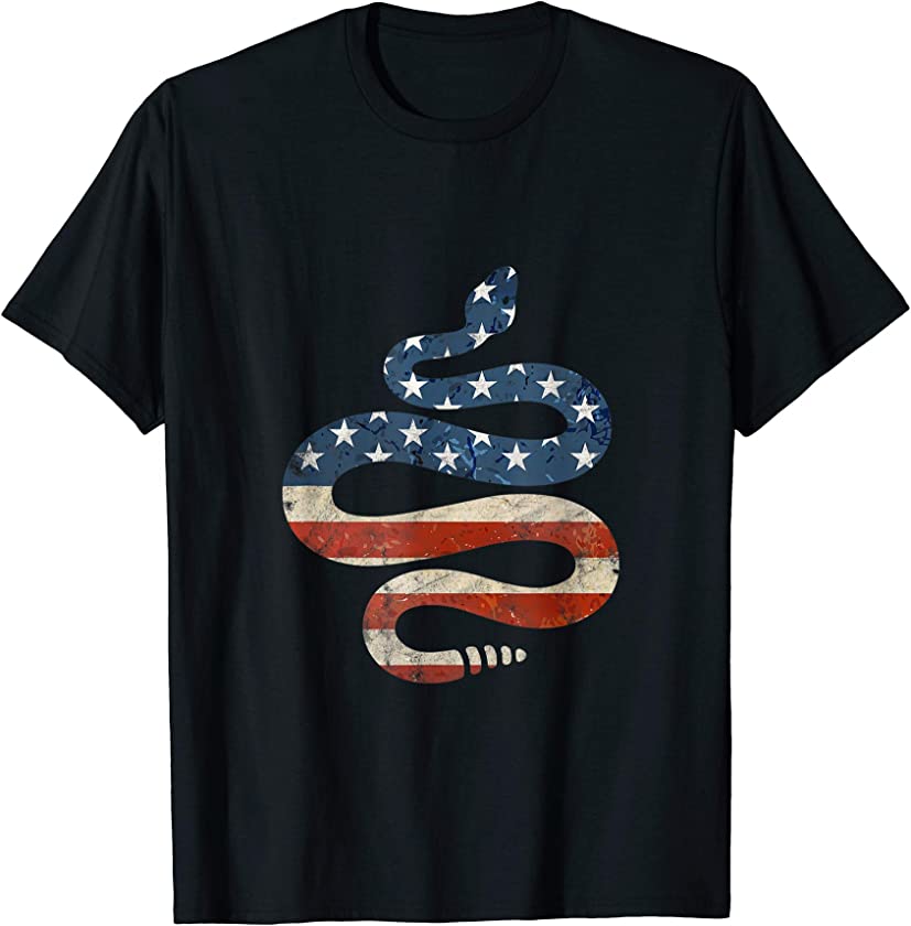 4th of July Shirt Men Women Patriotic Snake USA Vintage Flag T-Shirt