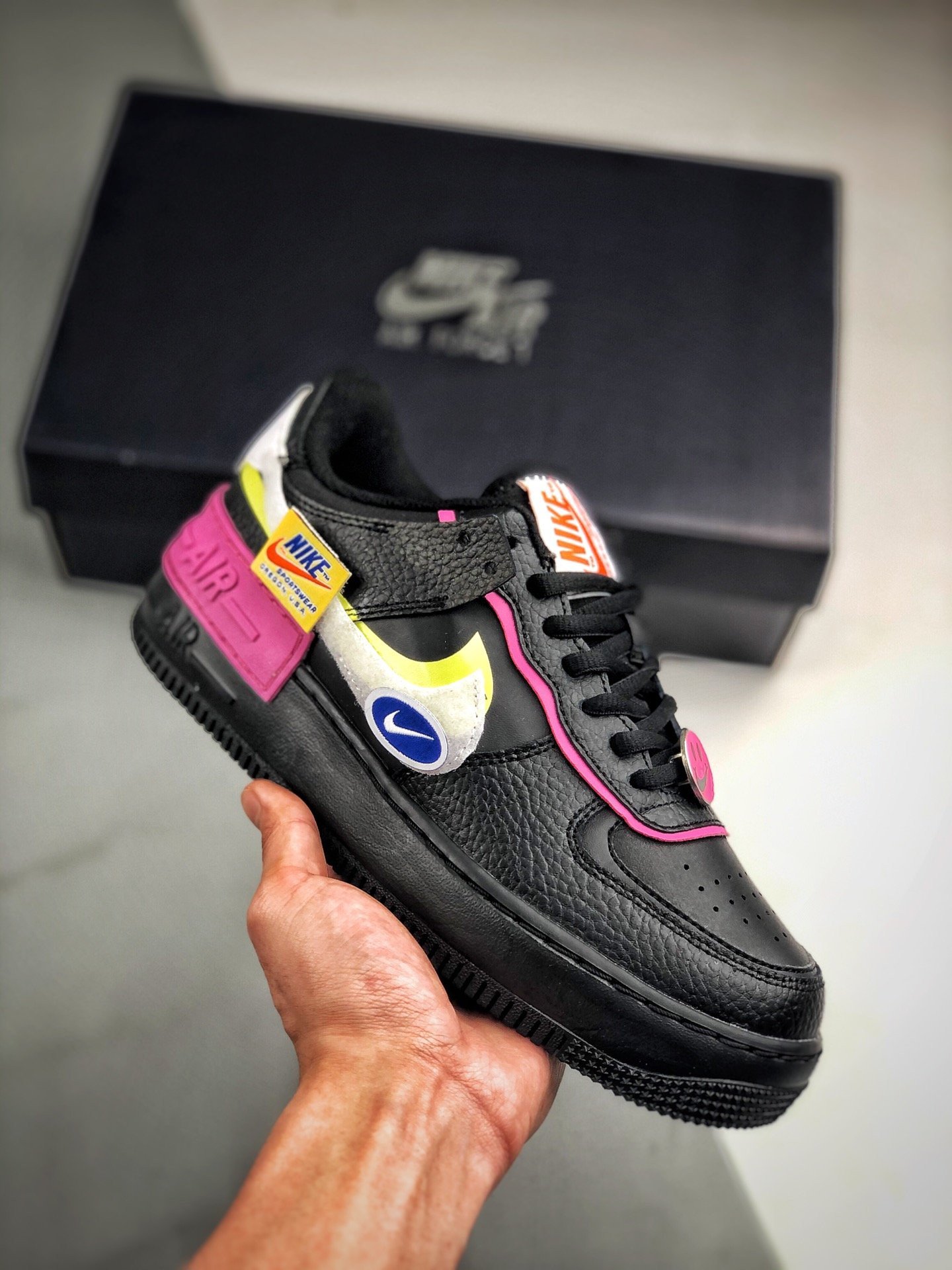 Nike Air Force 1 Shadow BlackLimelight-Cosmic Fuchsia-White Purple 5340740