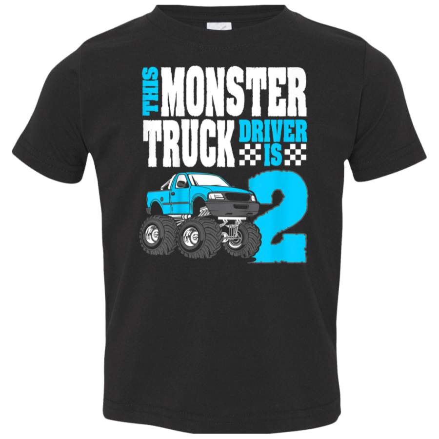 Kids This Monster Truck Driver Is 2 Birthday top For Boys TShirt 3321 Rabbit Skins Toddler Jersey T-Shirt