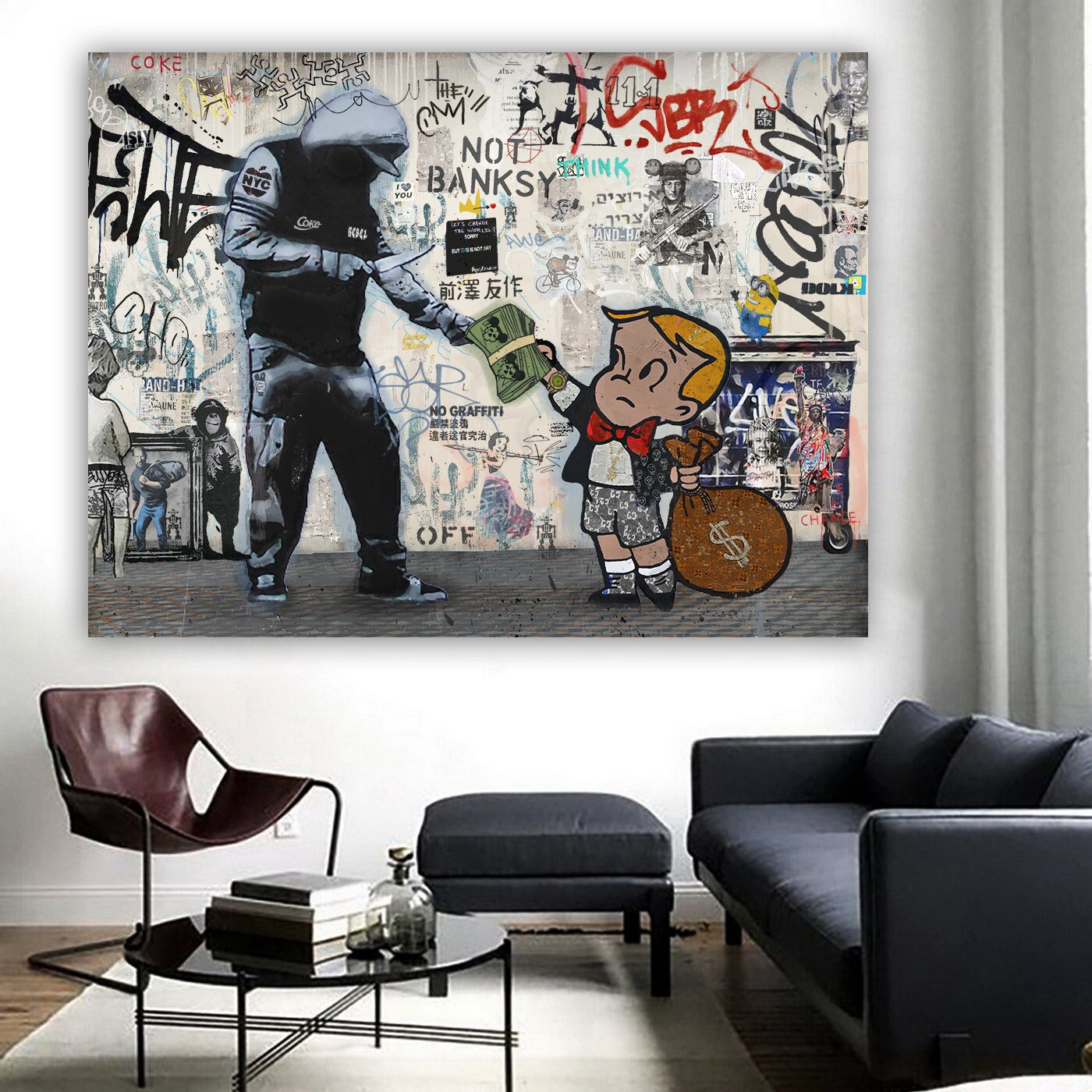 Richie Rich Canvas Wall Art, Richie Rich “Give Me Your Cash” Canvas Wall Art for Home Decor, Unique & Exclusive Richie Rich Canvas Print Art