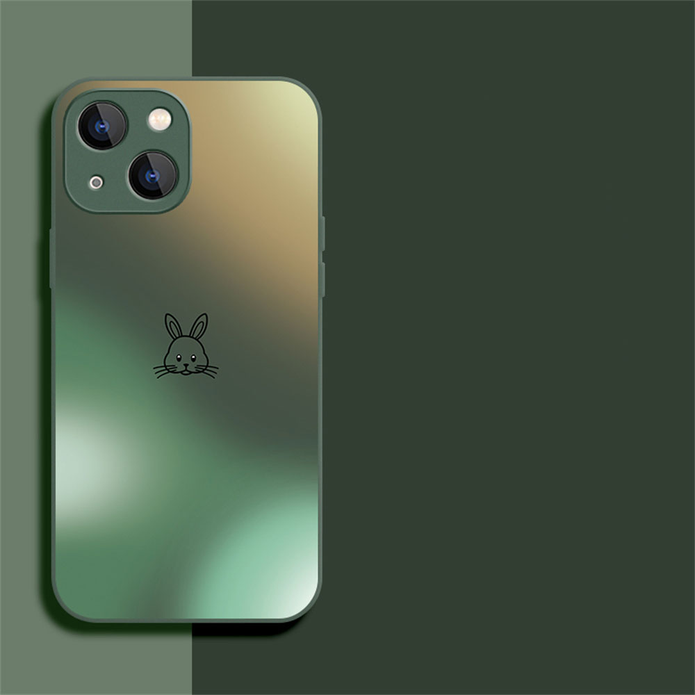 Cute Rabbit Temper Glass Case for iPhone 14 13 12 11 Pro Max 14 Plus X Xs Xr Matte Shockproof Armor Hard Back Aesthetic Cover alx