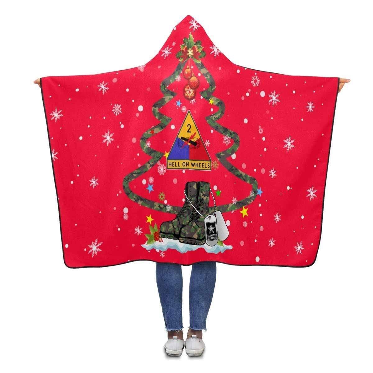 :US Army 2nd Armored Division – Christmas Hooded Blanket