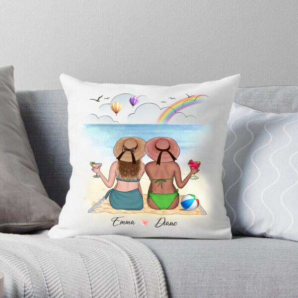 Personalized Besties Pillow – Friendship Throw Pillows – Cute Best Friend Gift