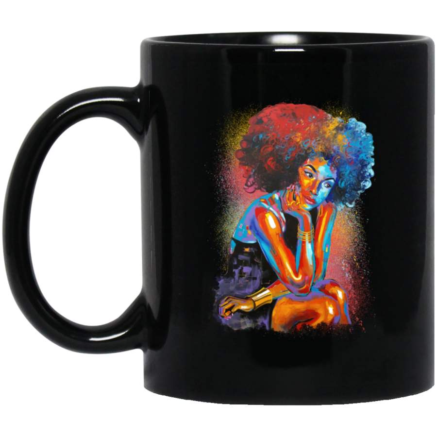 African American Coffee Mug Black Girl Afro Art Colorful 11oz – 15oz Black Mug