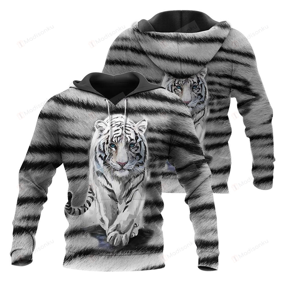 Amazing White Tiger 3D All Over Print Hoodie, Zip-Up Hoodie