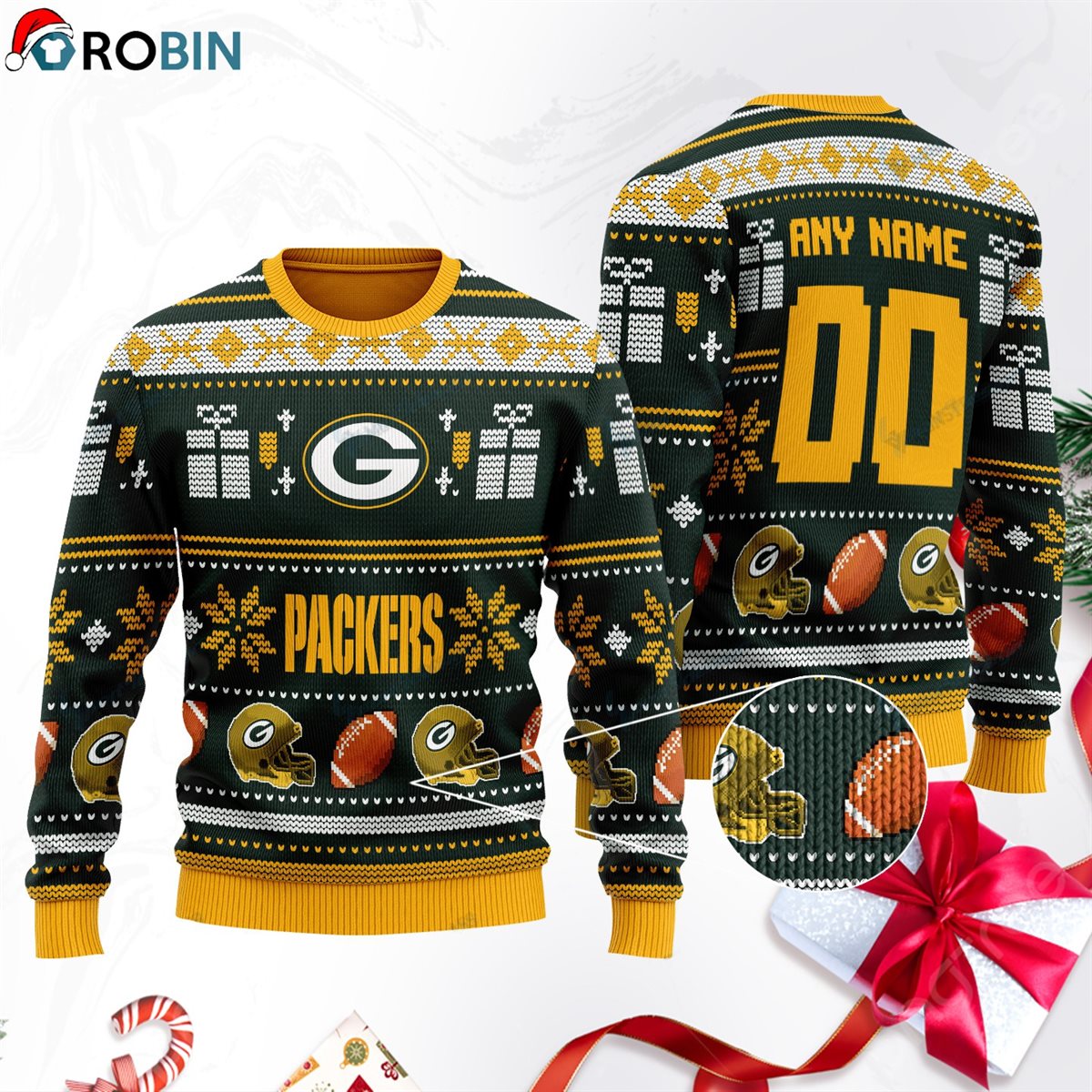 Green Bay Packers Football Gift For Fan Ugly Wool Sweater Christmas Sweatshirt Swt185