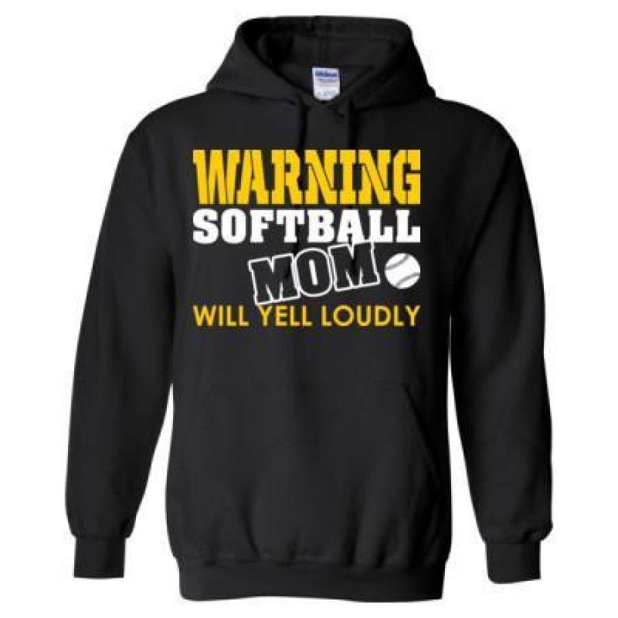 AGR Warning Softball Mom Will Yell Loudly – Heavy Blend™ Hooded Sweatshirt