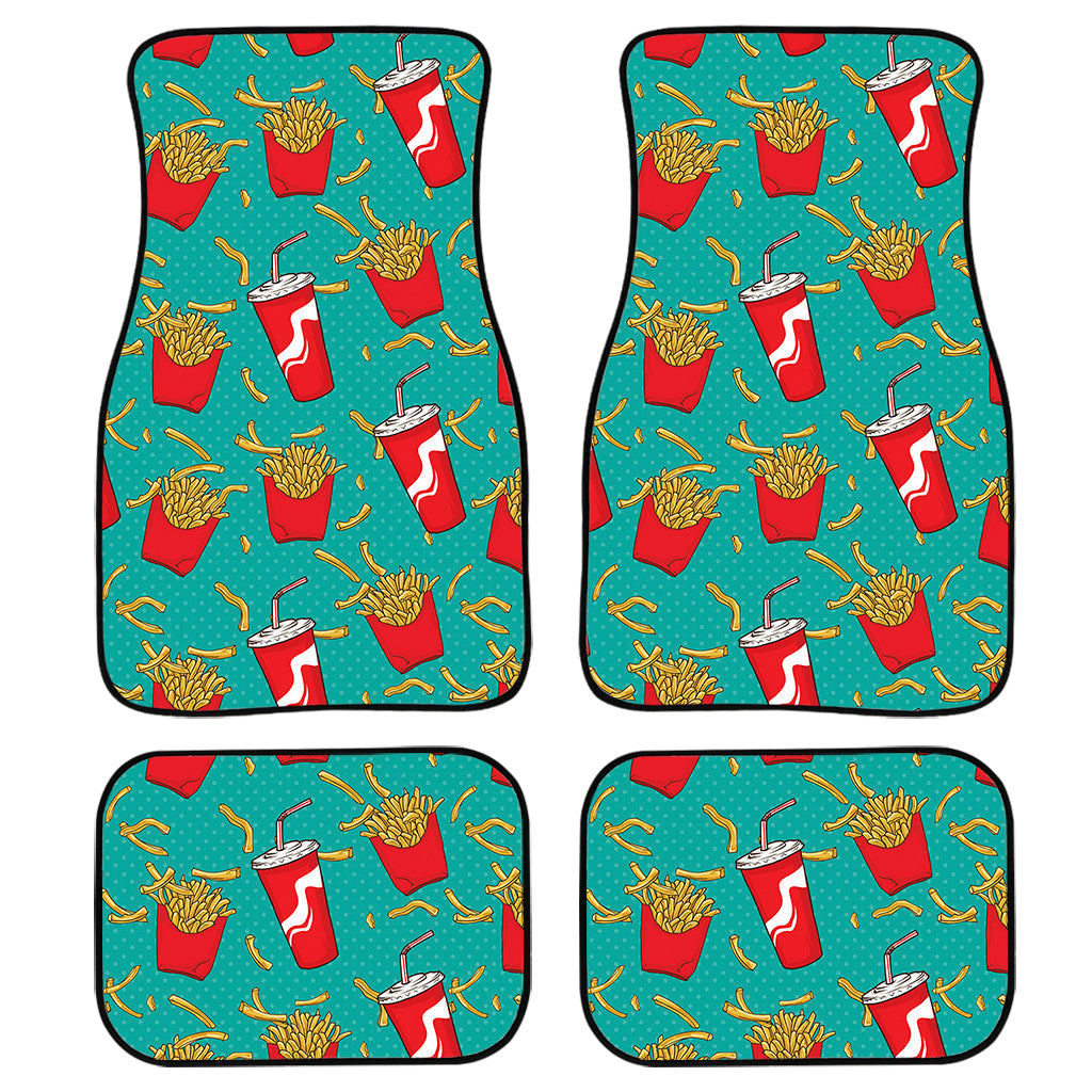 French Fries And Cola Pattern Print Front And Back Car Floor Mats, Front Car Mat