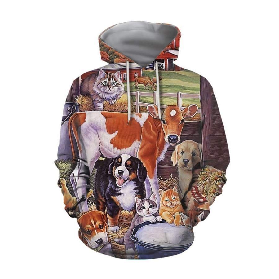 3D All Over Printed  Beautiful Cow Hoodie