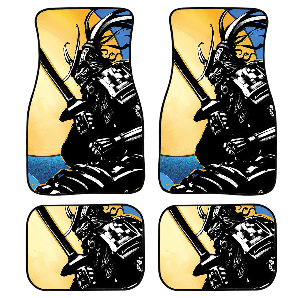 Blue Sky And Golden Sun Samurai Print Front And Back Car Floor Mats, Front Car Mat