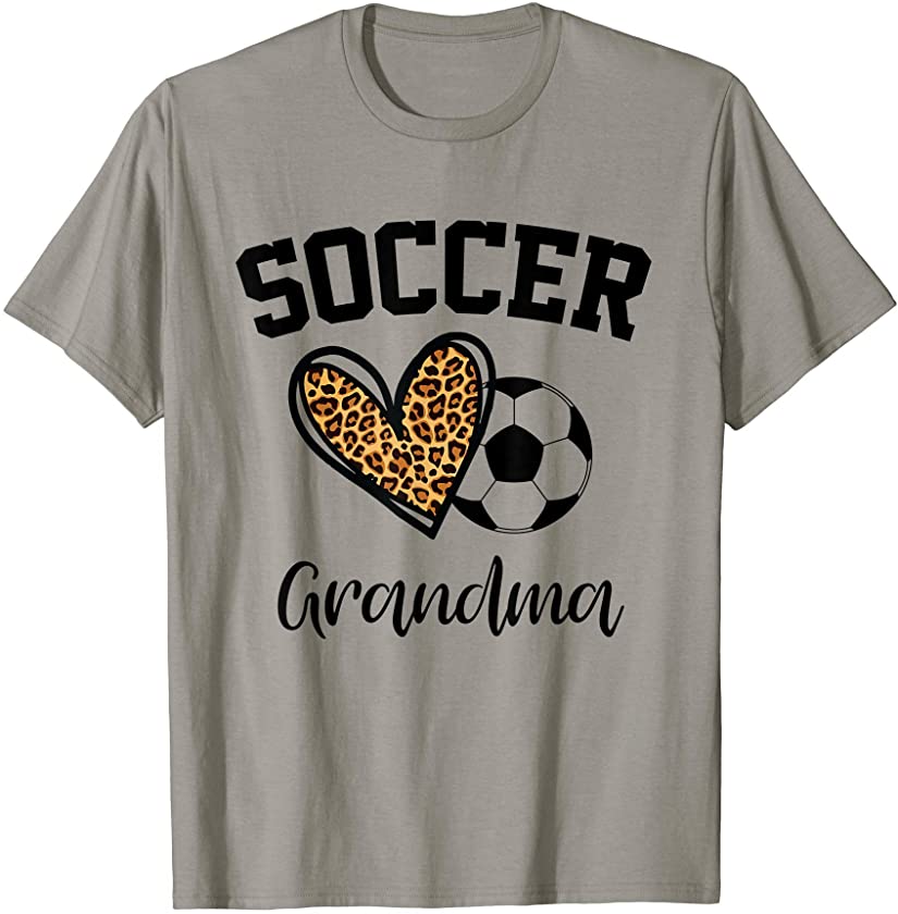 Soccer Grandma Leopard Heart Funny Mothers Day T-Shirt