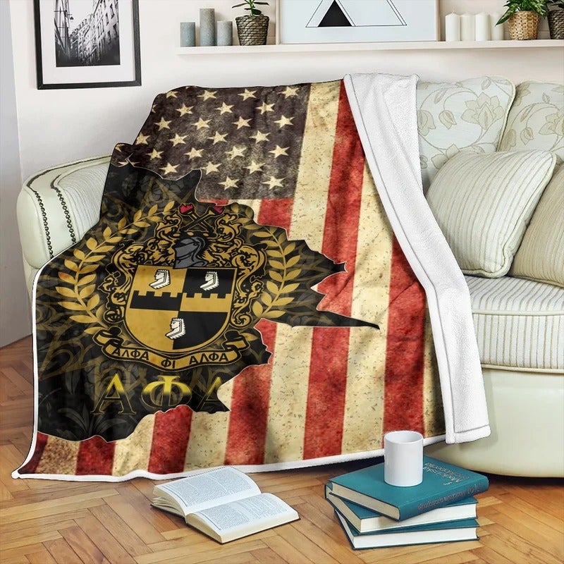 Wonderprint Premium Blanket Alpha Phi Alpha American Flag Premium Blanket Lt10