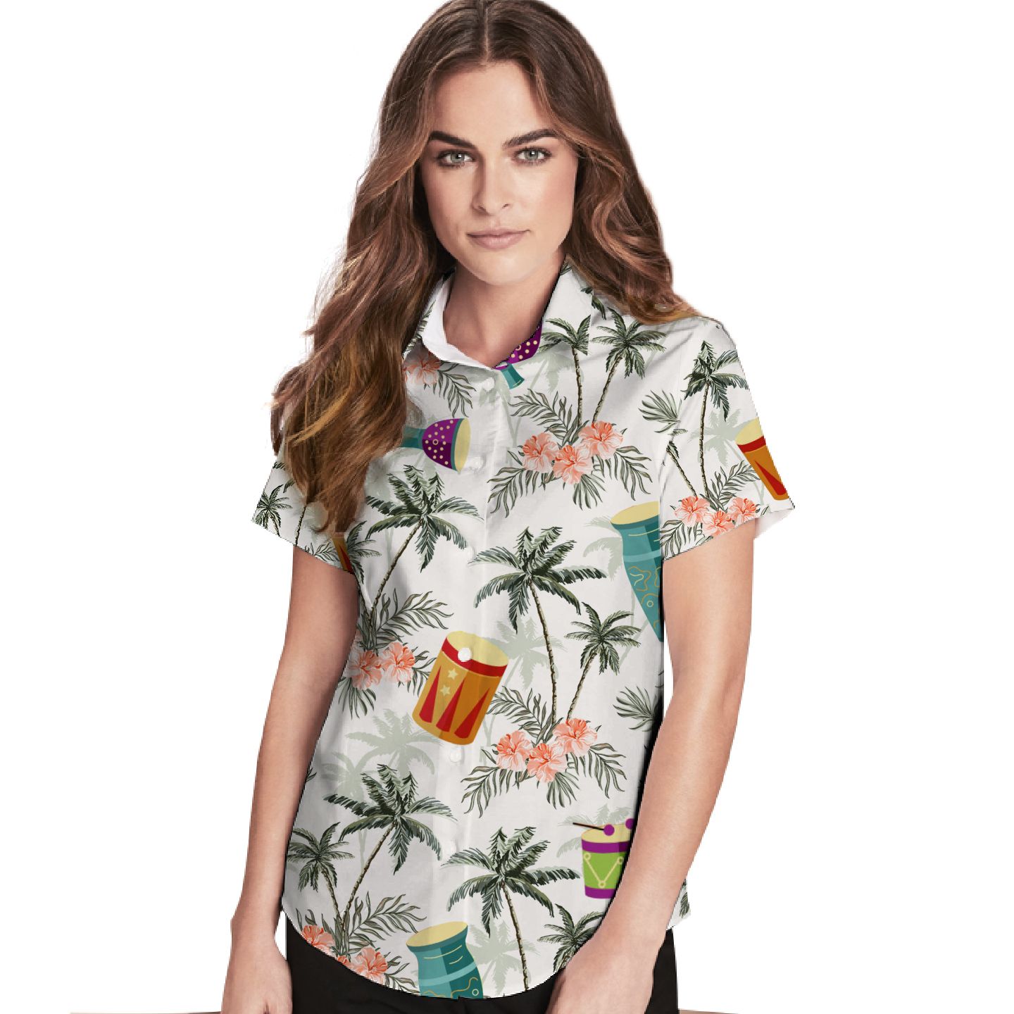 Drums Coconut Tree Hibiscus Women Hawaii Shirt For Drummers This Summer Ha37820