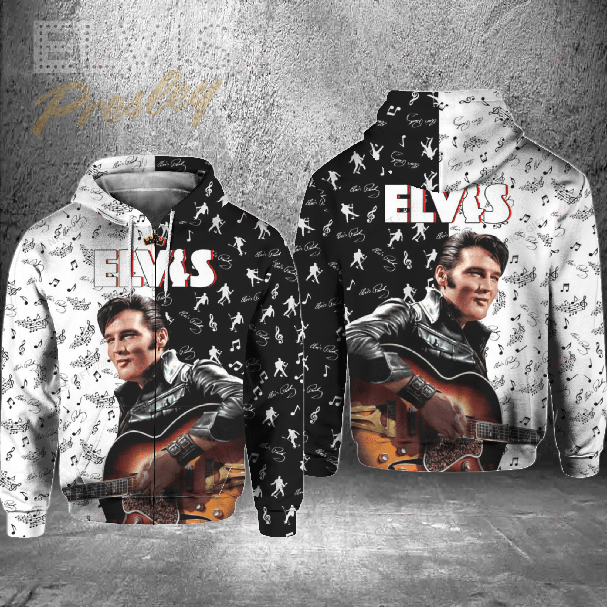 Elvis Presley Zip Hoodie 3D 3Zh-W6B7