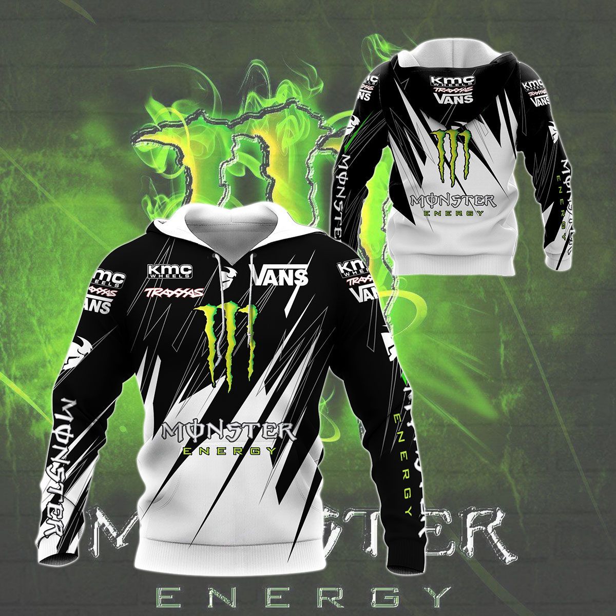 3D All Over Printed Monster Energy NTH-HT Shirts Ver4 (White)