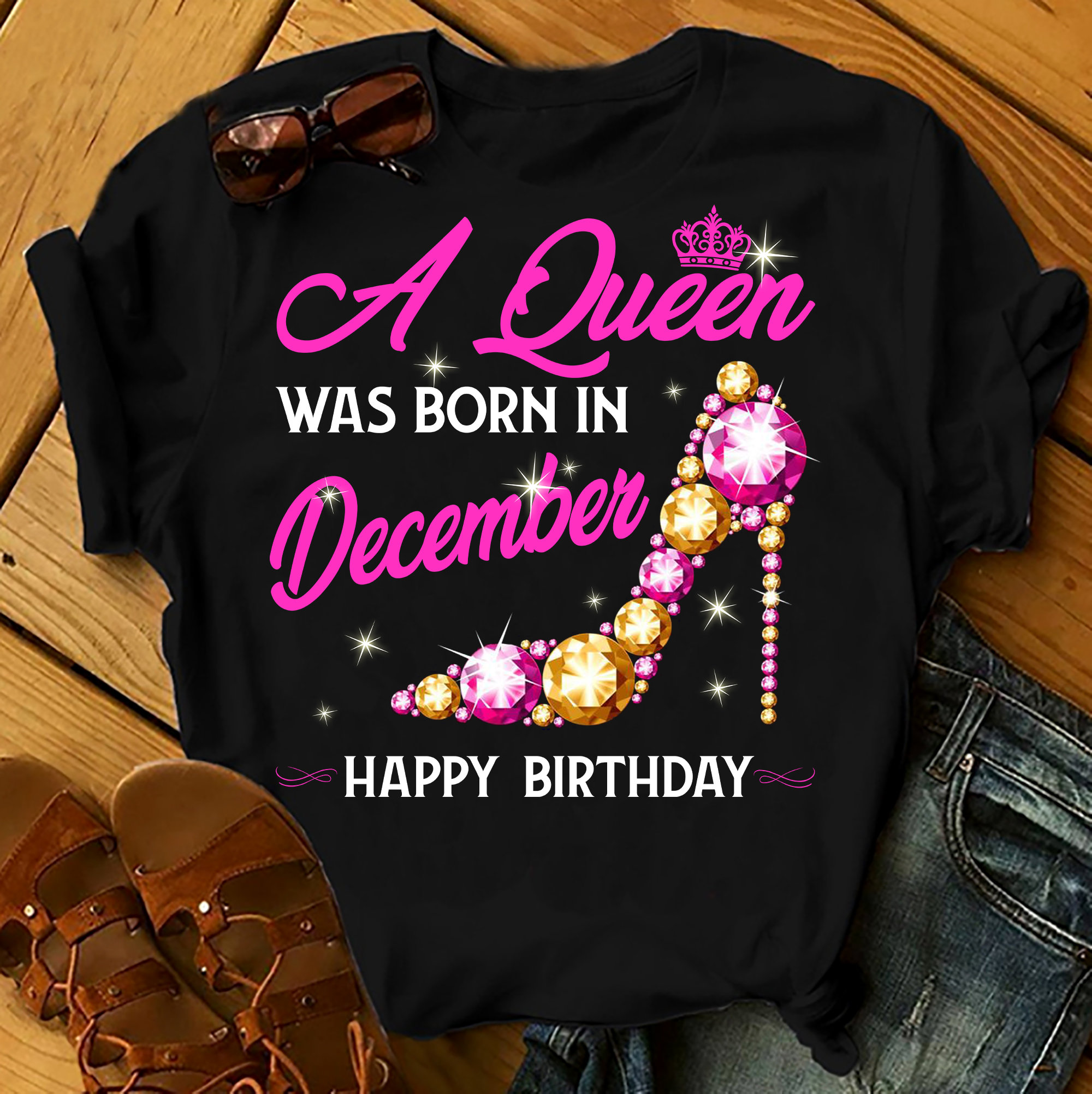 A Queen Was Born In December Shirts Women, Birthday T Shirts, Summer Tops, Beach T Shirts