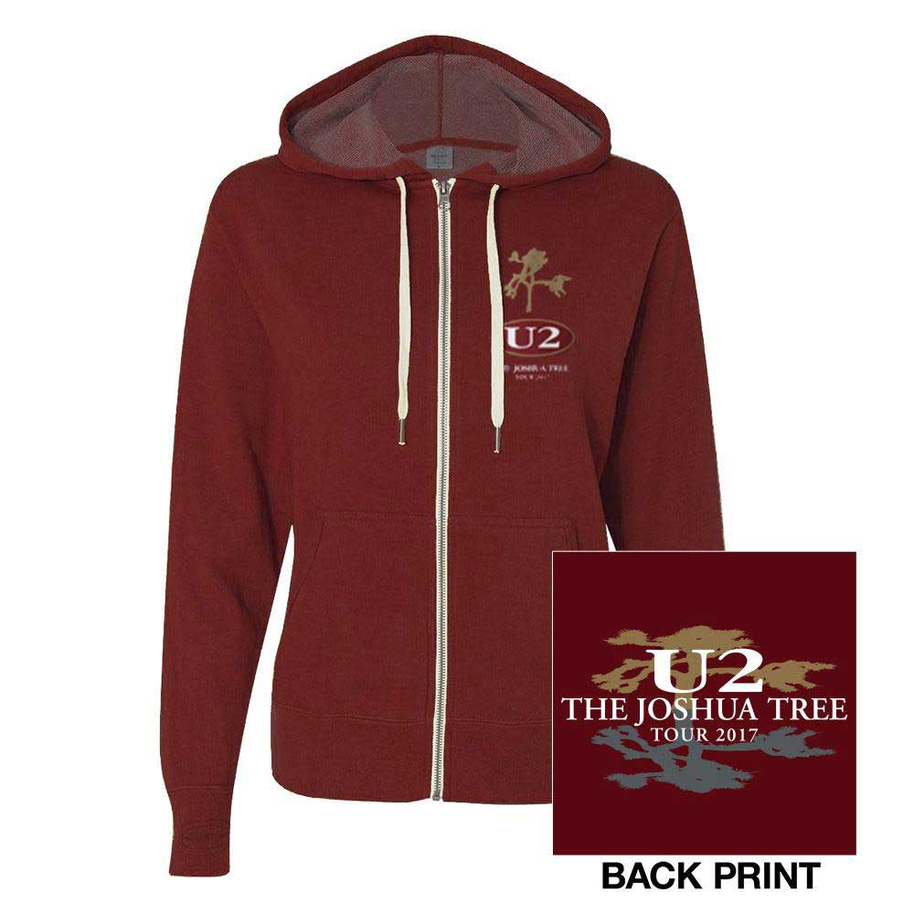 U2 – Joshua Tree 2017 Tour – Lmt Stock-Maroon Zip Hoodie