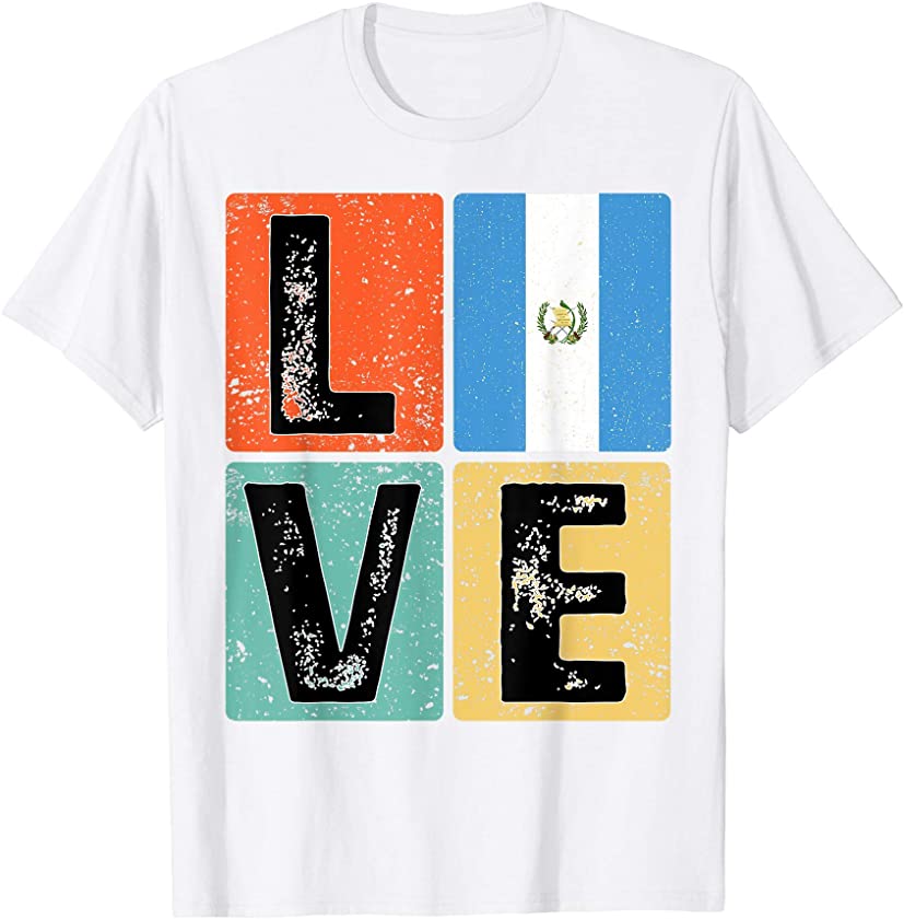 Vintage Retro I Love Guatemala Flag for Guatemalan Pride T-Shirt