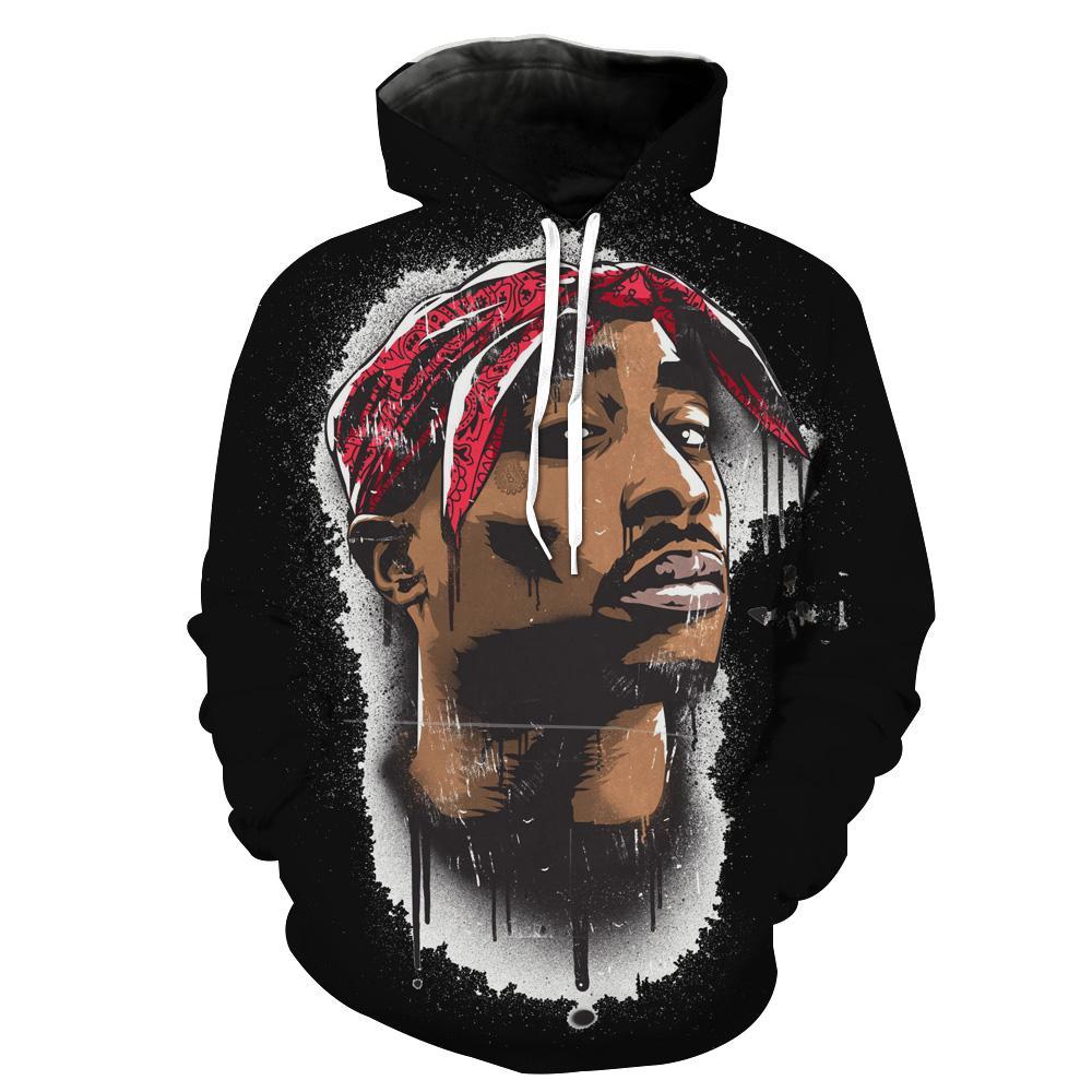 2Pac Tupac Hoodies –  Face Black Tupac Pullover Hoodie