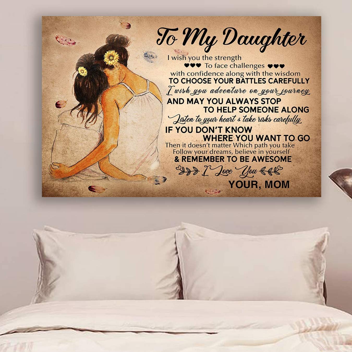 Poster for Room Aesthetic -Command Strips Wall Decor – Hn225 Family Poster – Mom to Daughter – I Wish You The Strength