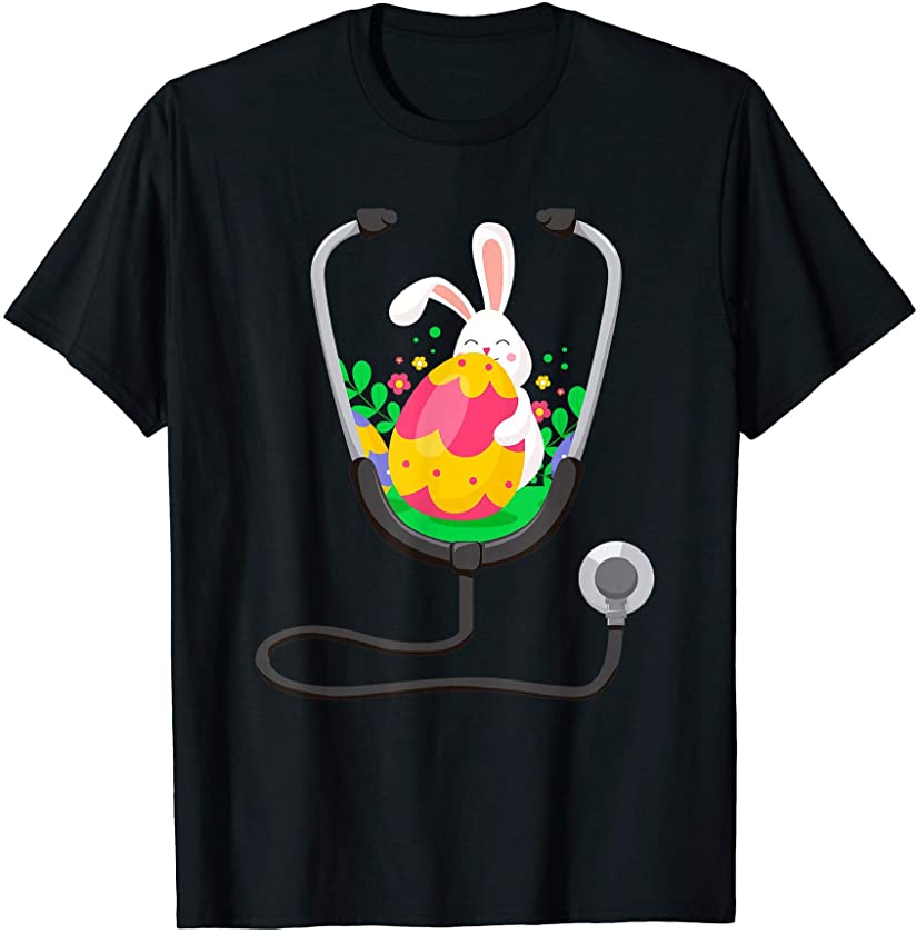 Stethoscope Nurse Doctor Bunny Easter Egg Funny Easter T-Shirt