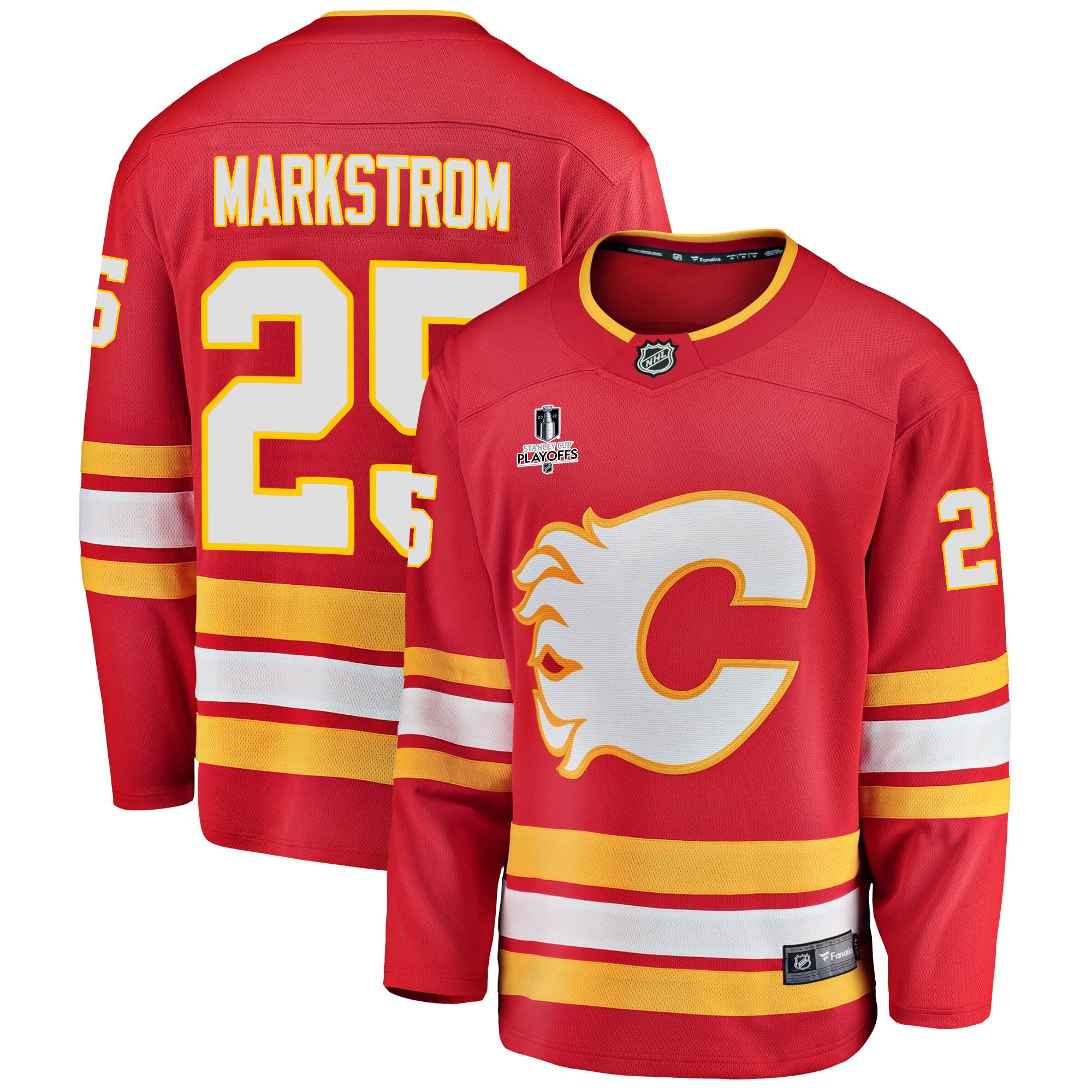 Calgary Flames Jacob Markstrom 25 Home 2022 Stanley Cup Playoffs Breakaway Men Jersey – Red