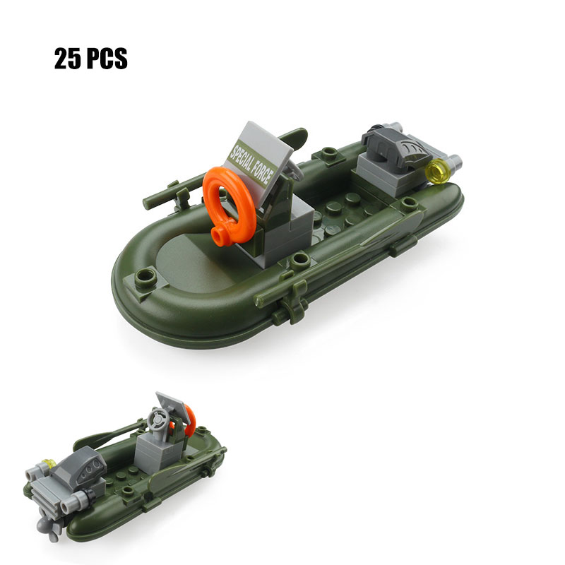 Mini Water Transportation Boat Kayak Battle Educational Assembled Models Building Blocks Compatible Small Brick Toy For Children alx