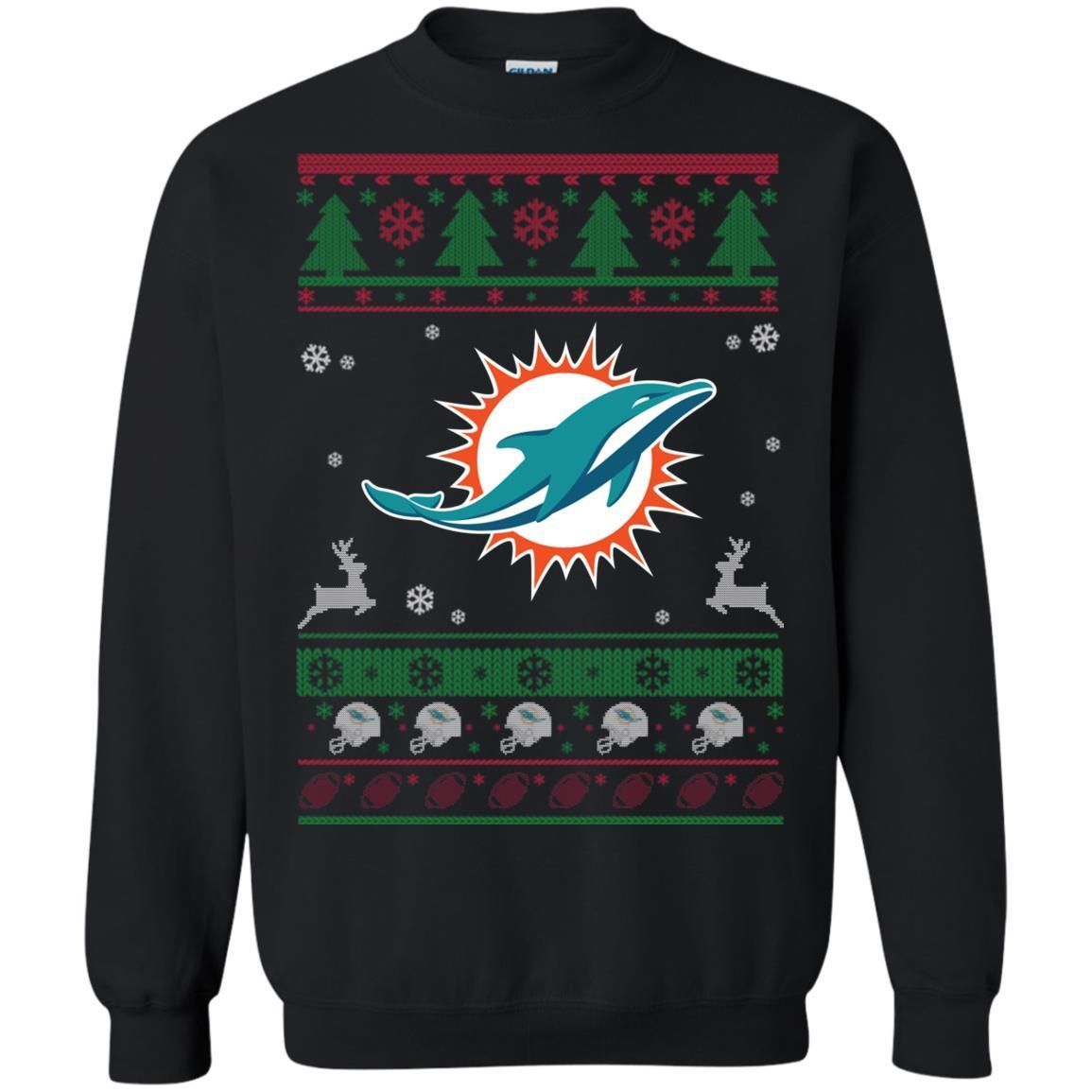 Miami Dolphins Logo Football Teams Ugly Christmas Sweater Unisex Crewneck Pullover Sweatshirt