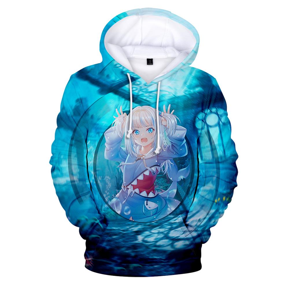 3D Printed Gawr Gura Hoodies – Anime Fashion Sweatshirt Pullover