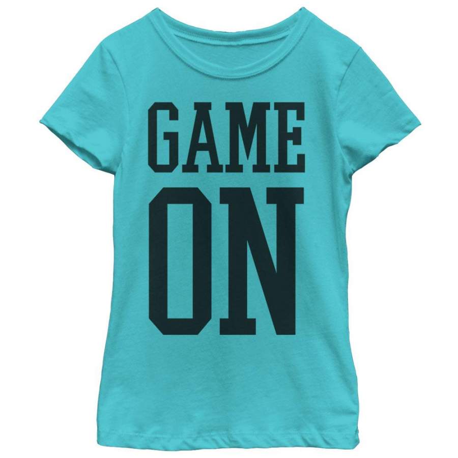 CHIN UP Girl’s Classic Game On  T Shirt Tahiti Blue