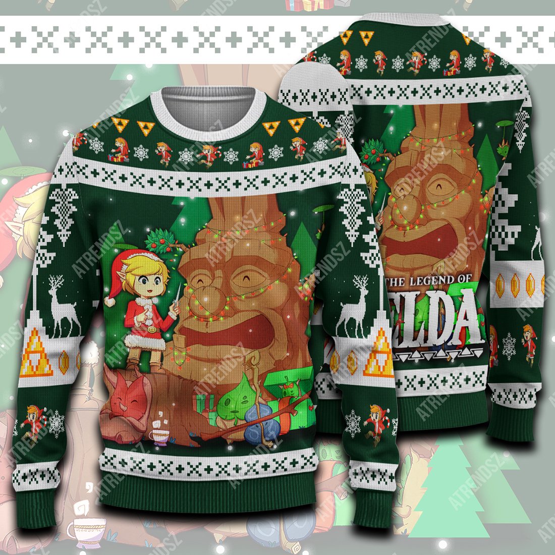 Unifinz Legend Of Zelda Ugly Sweater Link Under Christmas Deku Tree Sweater Legend Of Zelda Sweater 2022