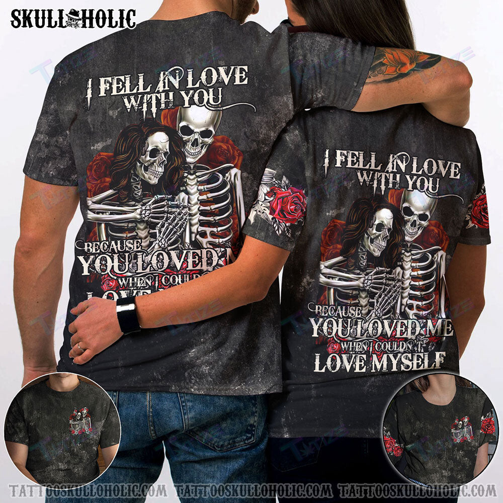 Matching Couple Shirt I Fell In Love Couple Skeleton Couple 3D All Over Printed Shirt, Sweatshirt, Hoodie, Bomber Jacket Size S – 5Xl