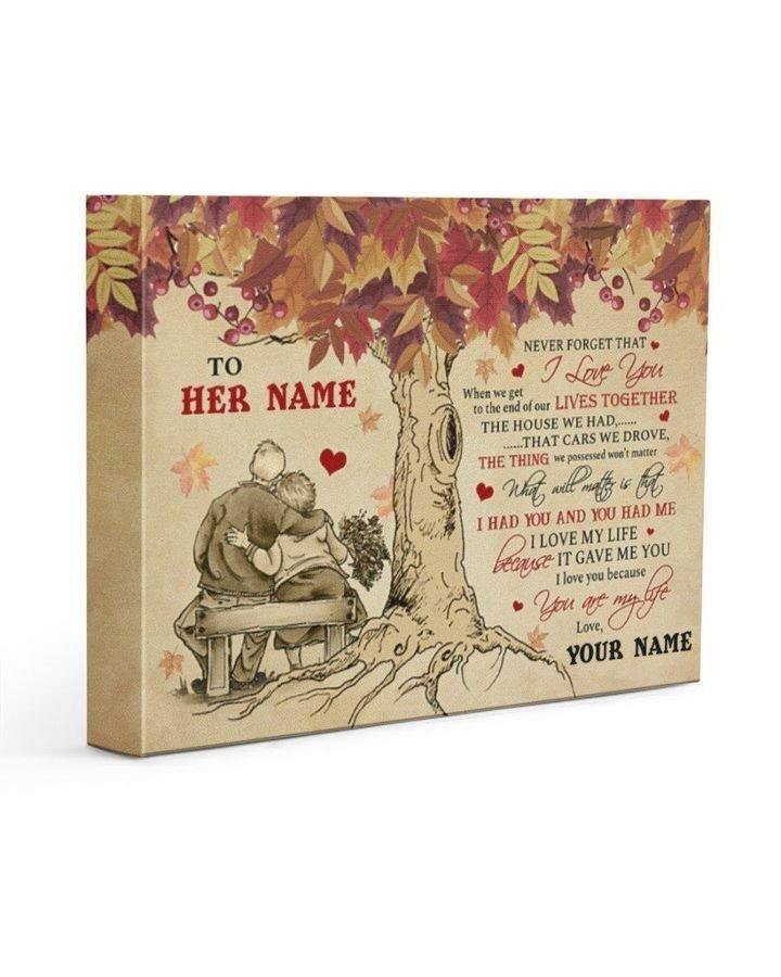 [Personalized Name] Never Forget I Love You Autumn Tree – Best Gift Idea, Gift For Father’S Day, Home Decor, Gift For Family – Horizontal Canvas Matte Canvas Wall Art