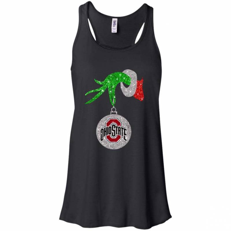 Ohio State Buckeyes Glitter Grinch Monogram Ornament Christmas Gift Racerback Tank T-Shirt