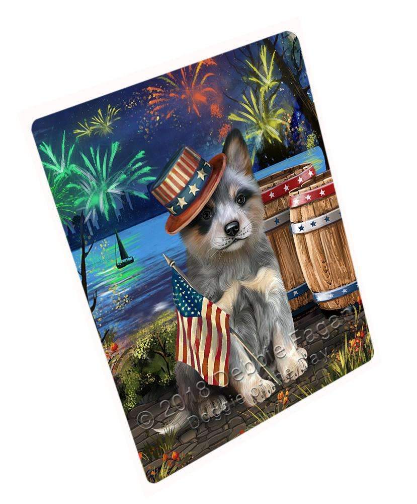 4Th Of July Independence Day Fireworks Blue Heeler Dog At The Lake Blanket Blnkt76017